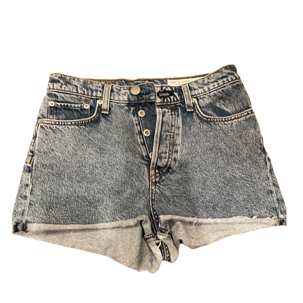 rag & bone Blue Distressed Jean Shorts